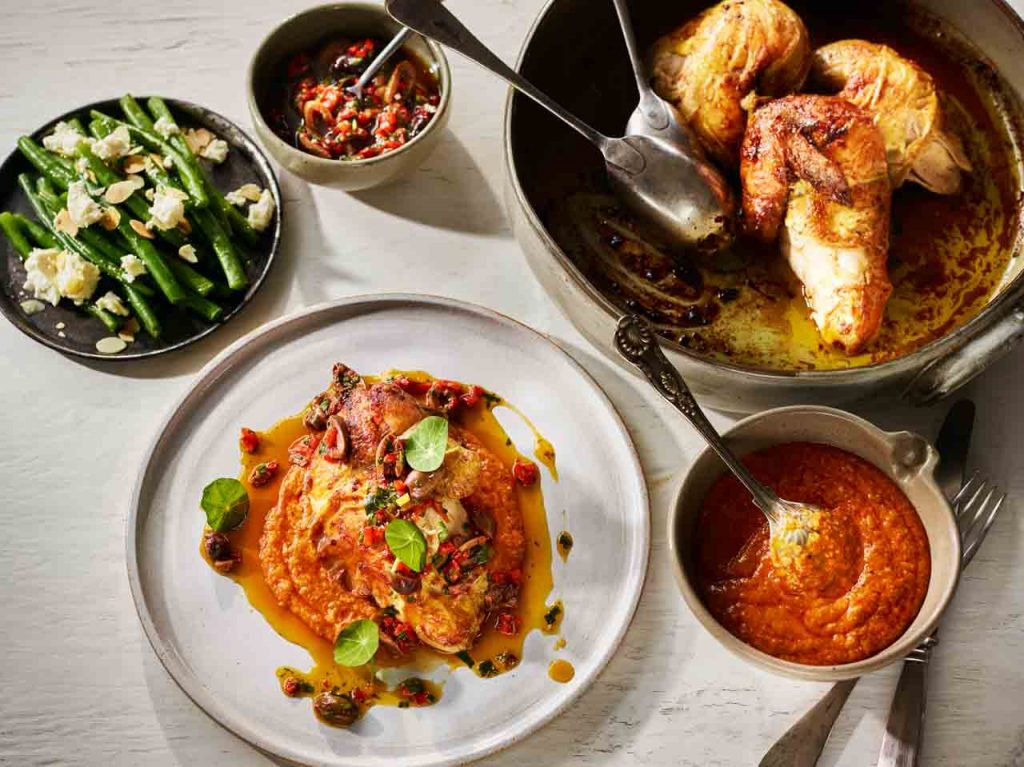 Baked Chicken with Almond & Romesco sauce recipe